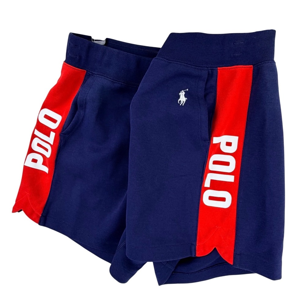 Polo Ralph Lauren Sweat Shorts Men Large Blue Red Striped White Pony Lounge 5" - Picture 3 of 12